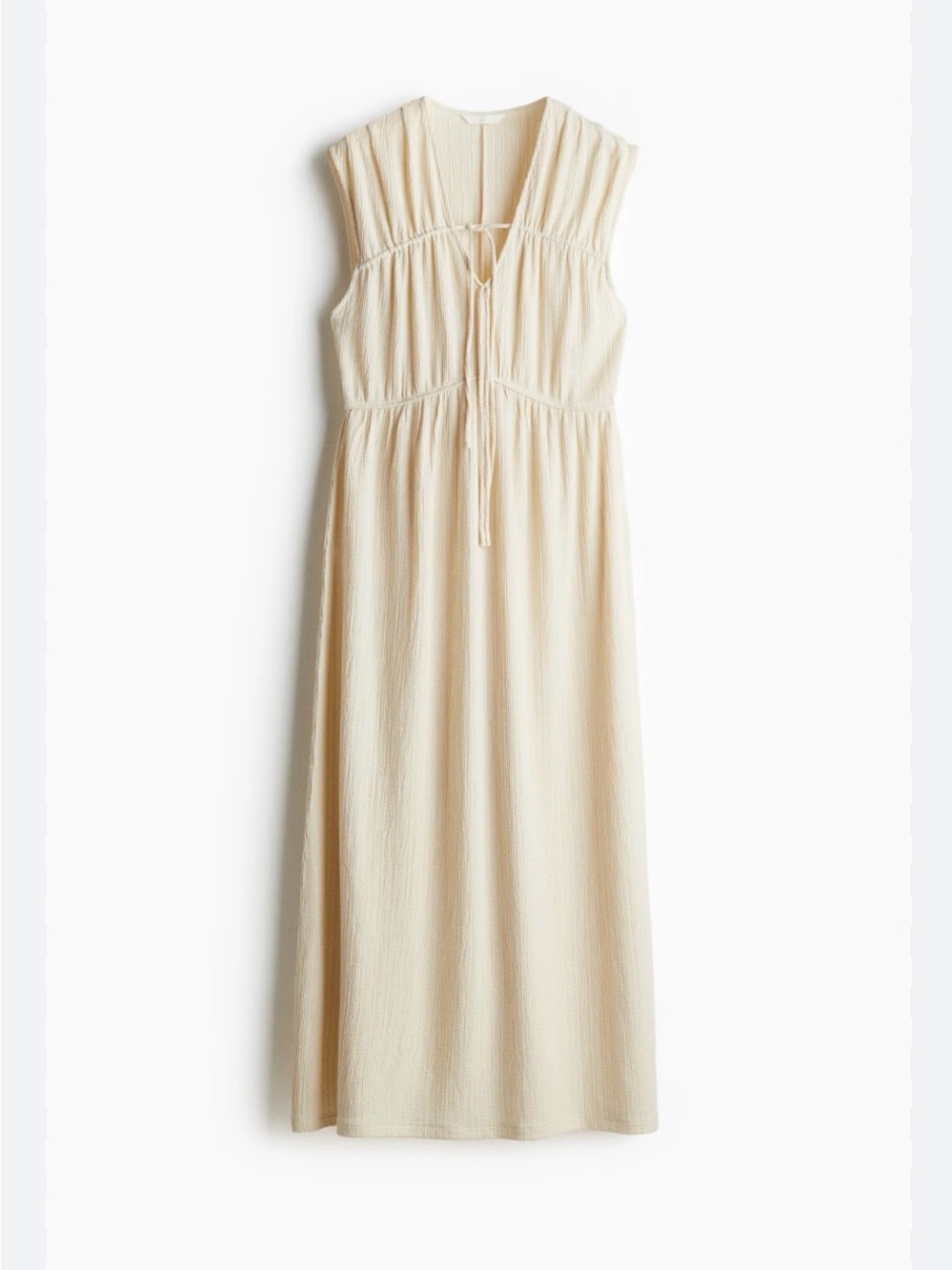 H&M Cream Sleeveless Maxi Dress with Front Tie - size med